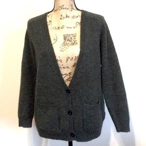 Treasure & Bond Women’s Olive V-Neck Button Front Grandpa Cardigan, Large